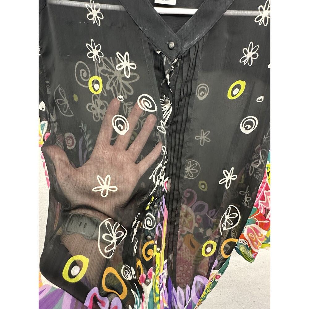 Soft Surroundings Top Womens 3x Black Floral Sheer Flare Sleeve Casual - Picture 4 of 11